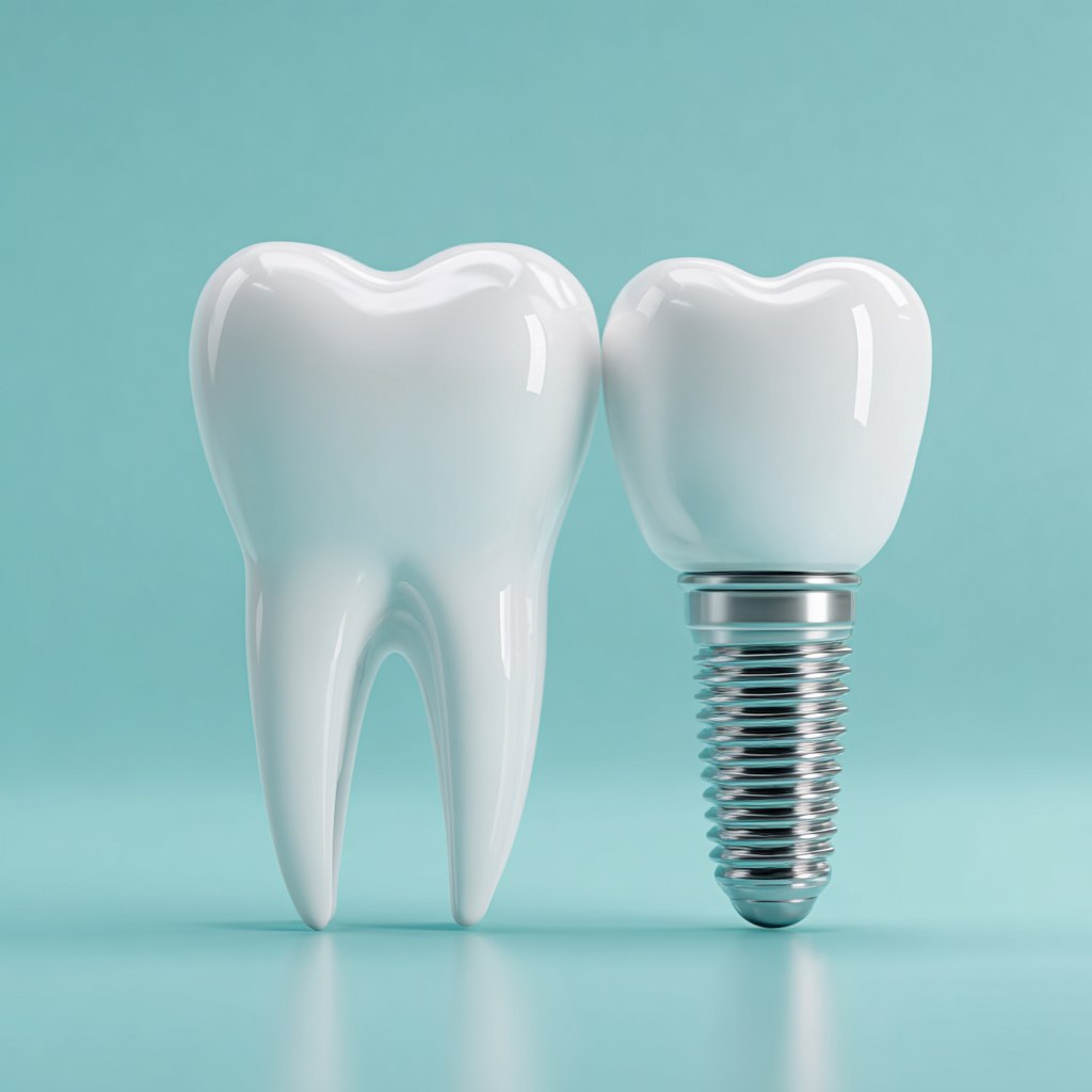 Model zęba trzonowego i implantu